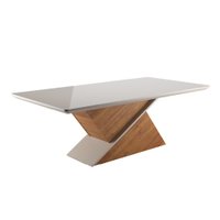 Mesa Sala de Jantar Tampo com Vidro Engel 1,80m Madeirado/Off White Viero