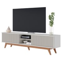 Rack Bancada Tv 75 Pol 218 cm 4 Portas Fortaleza Off White Matte Colibri