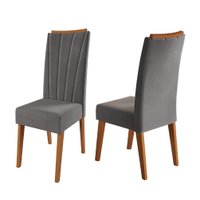 Conjunto com 2 Cadeiras Estofadas Veludo Sala de Jantar Sofia Viero