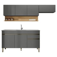 Cozinha Modulada 3 Pecas Com Balcao Pia Line Gris Cp Freijo KTP
