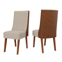 Conjunto com 2 Cadeiras Estofadas Sala de Jantar Tifany Madeirado/Bege Claro Viero