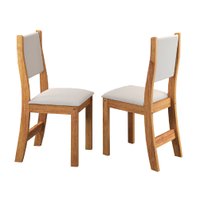 Conjunto com 2 Cadeiras Estofadas Veludo Sone Sala de Jantar Viero - Madeirado/Off White