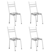 Conjunto Com 4 Cadeiras Leia Artefamol - Branco Flor