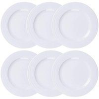 Conjunto 6 Pratos Rasos Porcelana 27cm Tramontina Branco Vibrare Aba Larga Mesa de Jantar