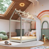 Mini Cama Montessoriana Madeira Maciça para Colchão 150x70cm Aurora Multimóveis CR35387 Verde Frost