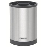 Porta Utensílios de Cozinha Inox Tramontina Giratório 12x17cm Organizador Talheres Plurale