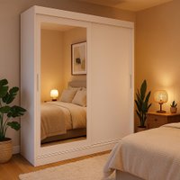 Guarda-Roupa Casal com Espelho Karina 2 PT 2 GV Branco