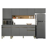 Cozinha Modulada 4 Pecas Com Balcao Tampo Line Gris Cp Freijo KTP