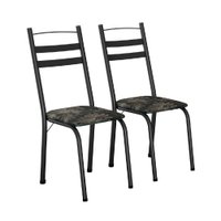 Conjunto 2 Cadeiras Leia Artefamol - Preto/Flor