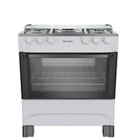 Fogao Mueller 5 Bocas Branco Mesa de Inox com Acendimento Automatico Bivolt (MFI5BB)