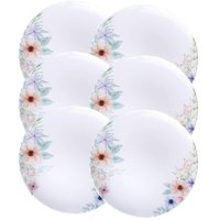 Jogo 6 Pratos Rasos 28cm Tramontina Floratta Porcelana Decorada Mesa Posta