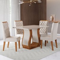 Mesa de Jantar 4 Lugares Lana Mel/Blonde/Veludo Pastel - Viero Móveis