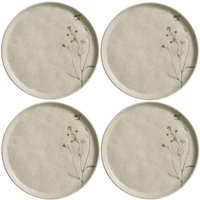 Kit 4 Pratos para Sobremesa Raso 21,5cm Porto Brasil Cerâmica Bio Campestre Off White