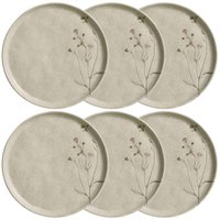 Kit 6 Pratos para Sobremesa Rasos 21,5cm Porto Brasil Cerâmica Bio Campestre Off White