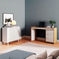 Escritório Completo 2 Portas 3 Gavetas Branco Bkd - Brv