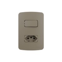 Interruptor Simples 10A e Tomada 2P+T 10A MarGirius B3 Colors com Placa 4x2 Argila