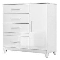 Comoda Venus 4 Gavetas 1 Porta Com Pes 98 cm Branco Flex Moval