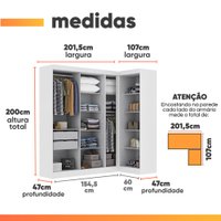 Guarda Roupas Modulado de Canto Madrid com 7 Portas Branco Maxel