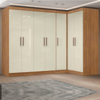 Guarda Roupas Modulado de Canto Madrid com 7 Portas Branco Maxel - Madeirado/Off White