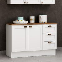 Balcão Cozinha Genialflex Provençal Branco Com Tampo Ébano