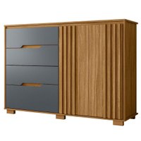 Comoda Texas 4 Gavetas 2 Portas 147 cm Freijo Cinza Moval
