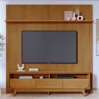 Rack com Painel para TV 75 Polegadas Luna 3 Gavetas 1 Prateleira Cumaru - Madetec