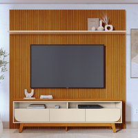 Rack com Painel para TV 75 Polegadas Luna 3 Gavetas 1 Prateleira Cinamomo/Off White - Madetec