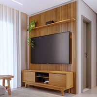 Rack com Painel para TV Até 70 Polegadas Milo 2 Portas 2 Prateleiras Cumaru - Madetec