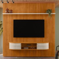 Painel para TV Até 75 Polegadas Bugatti 2 Portas 2 Prateleiras Cinamomo/Off White - Madetec