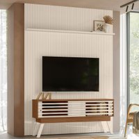 Rack com Painel para TV Até 65 Polegadas 2 Portas 2 Prateleiras Naturale/Off White - Madetec