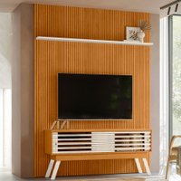 Rack com Painel para TV Até 65 Polegadas 2 Portas 2 Prateleiras Cinamomo/Off White - Madetec