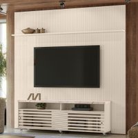 Rack com Painel para TV Até 75 Polegadas Frizz 2 Portas 1 Prateleira Calacata/Off White - Madetec