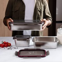Pote Retangular em Aço Inox 2,25 Litros Kenya Pote Retangular em Aço Inox 2,25 Litros Kenya