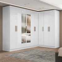Guarda-Roupa Casal Modulado Paris 9 Portas 2 Gavetas com Espelho Branco - Maxel