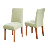 Conjunto 2 Cadeiras Estofada Sala de Jantar Trieste Dobuê - Madeirado / Bege