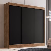 Guarda-Roupa Casal 3 Portas de Correr 4 Gavetas Multimóveis CR35384 Castanho/Preto