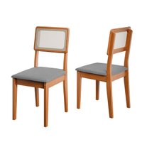 Conjunto 2 Cadeiras Encosto em Tela Sala de Jantar Santiago Dobuê - Madeirado / Cinza