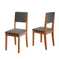 Conjunto 2 Cadeiras Estofada Sala de Jantar Trento Dobuê - Madeirado/Mascavo