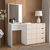 Cômoda Porto 4 Gavetas com Espelho Creme/Branco - Politorno