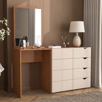 Cômoda Porto 4 Gavetas com Espelho Creme/Freijó - Politorno