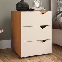 Gaveteiro Porto 3 Gavetas Creme/Freijó - Politorno