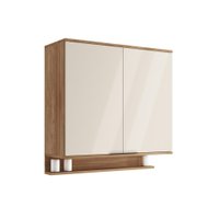 Armário Aéreo de Cozinha Miami 800mm 2 Portas c Porta Temperos Carraro Freijó com Off White