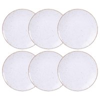 Kit 6 Pratos de Sobremesa 21cm Porcelana Rústico Marrom Tramontina Decorado Cupê