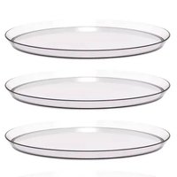 Kit 3 Bandejas Redondas para Servir 28cm Transparente Restaurante Bar Lanchonete Crippa