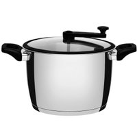 Pipoqueira Aço Inox Fundo Triplo Tramontina Allegra 5,6L Com Tampa de Vidro