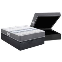 Cama Box Baú Casal: Colchão Ortopédico Herval D60 / AG65 Timeless + Base CRC Suede Gray (138x188)