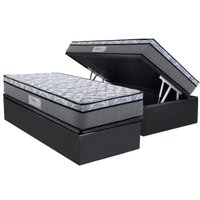 Cama Box Baú Solteiro: Colchão Ortopédico Herval D60 / AG65 Perpetual + Base CRC Suede Gray (88x188)