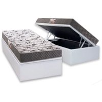 Cama Box Baú Solteiro: Colchão Ortopédico Herval D28 / AG65 Ortopedic Black + Base CRC Corano White (88x188)