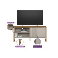Rack Bancada p/ TV até 55 Pol Gold 1 Pta 1 Prat c/ Pés 141x65cm Nature/Off White - Linea Brasil