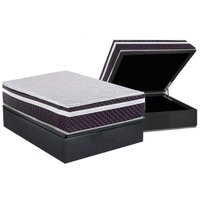 Conjunto Box Baú Casal: Colchão Molas Herval Ensacadas C1789 + Base CRC Suede Gray (138x188)